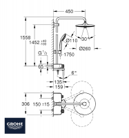 COLUMNA BAÑO DUCHA EUPHORIA SMARTCONTROL SYSTEM 260 MONO GROHE